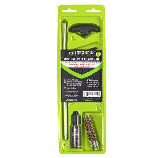 BREAKTHROUGH® Universal Rifle Cleaning Kit .22/.223/.243/6mm/.25/.264 /6.5mm/.270/.284/7mm/.30/.308