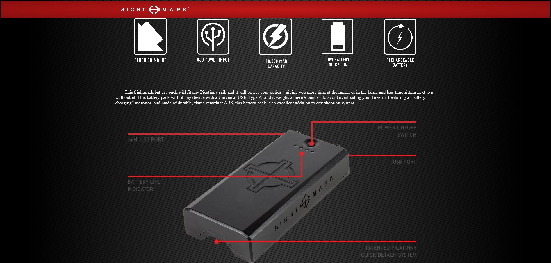 SIGHTMARK-Quick-Detach-Battery-Pack-USB-Micro-USB-10-000-mAh-SM28003-Power-box